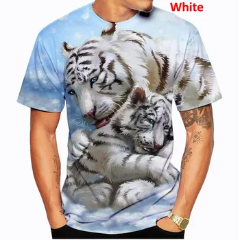 Cool Módní Zvíře Tygr 3d Tisk T-Košile Muži ' s Ležérní Krátký Rukáv T-Shirt Mužské O-krk Trička