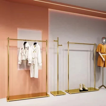 CustomCustomized Nový Styl z Nerezové Oceli, zlaté kovové šaty stojan oblečení pro ženy obchodě
