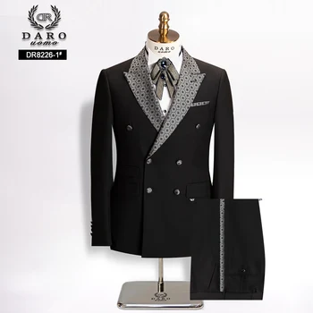 DARO2024 Módní Černé Pánské Obleky Slim Fit Sako Kalhoty, 2 Kusy na Míru Luxusní Business Party Svatební Obleky pro Muže 8226