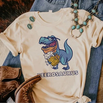 Dinosaurus Pivo t-košile, ženy komiks vtipný grafický t-košile dívka 2000s legrační oblečení