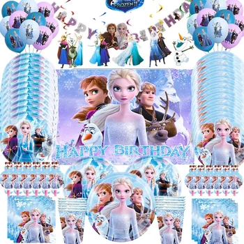 Disney Frozen Královna, Holka, Narozeniny, Party Dekorace Elsa A Anna Balón Ubrus, Talíře, Šálky, Ubrousky Baby Sprcha Party Dodávky