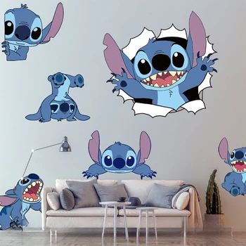 Disney Stitch kreslené animace nálepka Lilo & Stitch vodotěsné tapety dětský pokoj zeď samolepka na zeď bytové dekorace