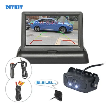 DIYKIT 4.3 Palcový Auto Couvací Kamera Kit záložní Auto Sledovat Video Parkovací Radar Senzor 2 v 1 Auto Kamera Parkovací Systém