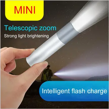 Dobíjecí Svítilna USB LED Svítilna Vodotěsné Teleskopické Silné světlo Venkovní Zoom Přenosný Mini New
