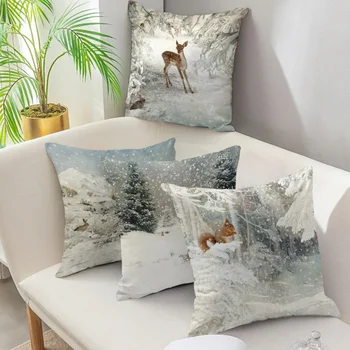 Domácí dekoraci v lese sníh elk Vánoční tisk povlak na polštář ložnice, obývací pokoj pohovka dekorace povlak na polštář polštář kryt