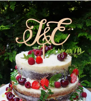 Dort topper pro svatby, monogram dort toppere, toppere monogram, osobní dort topper, rustikální dřevěný dort topper