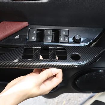 Dveře auta, Loketní opěrka Okno Přepnout Panel Kryt Střihu pro Toyota Hilux 2015 2016 2017 2018 2019 2020 2021 (ABS Carbon Fiber)