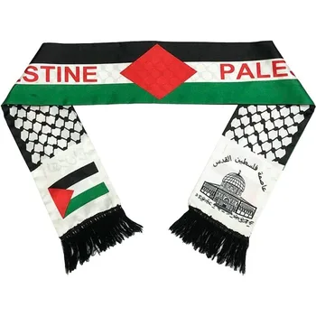 Dámská Šála Barva Vlajky Šátek Palestina Dvojité Boční Měkké Kůže, Příjemný A Pohodlný Střapce Palestinského Tisku Šátek