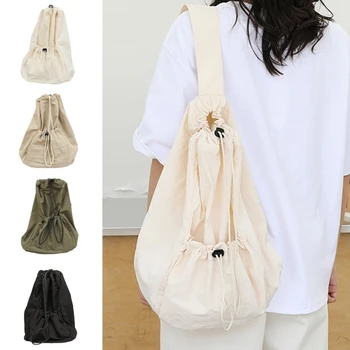 Dámské Stahovací Bucket Bag Student Cestovní Taška Japonském Stylu Crossbody Tašky