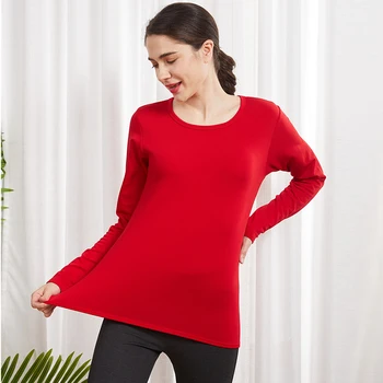 Dámské termo Prádlo Topy Červená dámská Zimní Oblečení Bezešvé Teplé Blízcí Dlouhý Rukáv Slim Fit High-elastické Dámské Košile