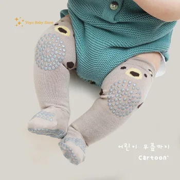 Dětské Chrániče Kolen Ponožky Novorozence Kreslený Zvíře Anti Slip Kolena Vysoké Dlouhé Ponožky Batole Leze Bezpečnost Podlaha Ponožky 1-3 roky
