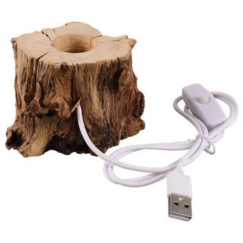 Dřevěné Křišťálová Koule Stát Pařez ve Tvaru Noční Světlo, Stojan, USB Nabíjecí Světlo LED Držák