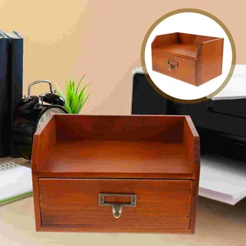 Dřevěný Úložný Box Desktop Organizátor Drobnosti se Zásuvkami Typ Krabice, Kontejner