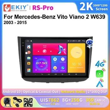 EKIY 2K Screen Android Auto Rádio Pro Mercedes-Benz Vito Viano 2 W639 2003-2015 Multimediální Video Přehrávač, GPS, 4G Android Auto Navi