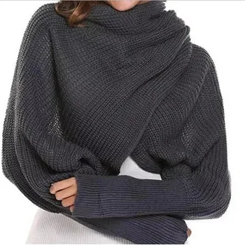Evropský styl Zimní ženy dlouhý šátek s rukávy vlněné pletené šály pro ženy Tlusté Teplé Ležérní Šátek Vysoce kvalitní