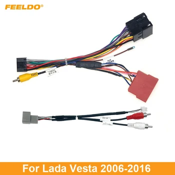 FEELDO Auto 16pin Audio Kabelový Svazek S USB Kabelem Pro Lada Vesta Aftermarket Stereo Instalace Drátu Adaptér