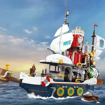 Film Hra MOC 86402 Pepek Parní Treasure Hunt Dobrodružství Loď Model, Stavební Bloky, Cihly Hračky pro Děti, Děti, Dárek k Narozeninám