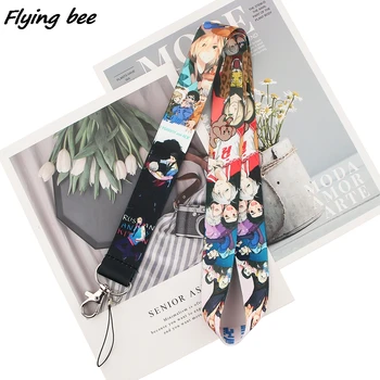 Flyingbee Anime Yuri Na Ledě Kreslený Styl Anime Milovníky klíčenka na Krk Popruh na Krk Pro USB Odznak Držitel DIY Visí Lano X1653