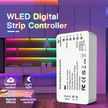 GLEDOPTO WLED Strip Controller LED Světla, více než 100 Dynamických Režimů Osvětlení DIY WiFi APP Ovládání 800 IC RGB, RGBW Není Třeba Hub