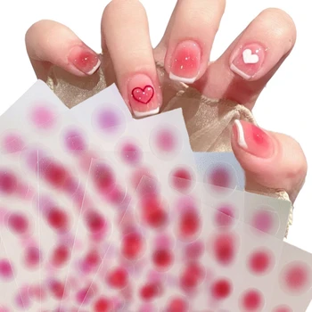 Gradient Červenat Hřebík Nálepky 3D Jelly Růžové Červenat Nail Art Obtisky Ombre Nail Design Průsvitný Gel na nehty Manikúra Dekorace
