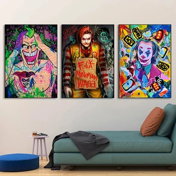 Graffiti Abstraktní Joker Pop Art Film Vtipný Obrázek Malířské Plátno Umění Zdi Obraz Ulici Plakát Cuadros Obývací Pokoj Domácí Dekor