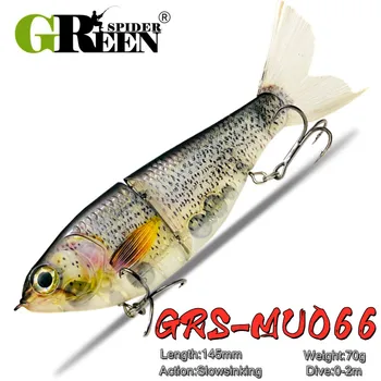 GREENSPIDER Nové Spojované Návnady 145mm 70 g Swimbait Rybářské Návnady Těžké Tělo Sinkslowly Bass Štika Rybářské Návnady Tackle