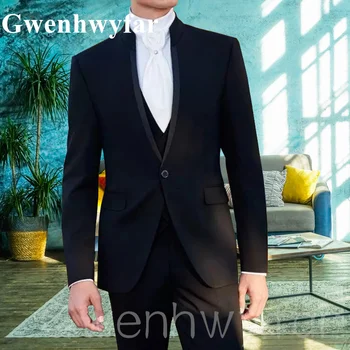 Gwenhwyfar 2023 Nové Podzimní Módní Černý Oblek Bussines Pánské Ženich Slim padnoucí Smoking 3-Kusy (Sako, Vesta A Kalhoty) Homme