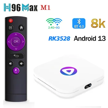 H96 MAX M1 RK3528 Android 13.0 Smart TV Box 8K 4GB64GB 100 M, 2.4 G&5G, Duální Wifi, BT4.0 Set Top Box, Přehrávač Médií 2GB16GB