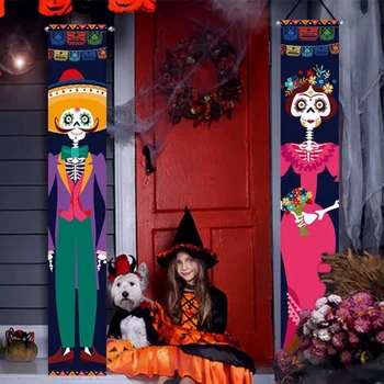 Halloween Dekorativní Rekvizity Mexický Den Mrtvých vlajka Visí Venku Visí na Verandě Znamení Halloween Cedule Domova