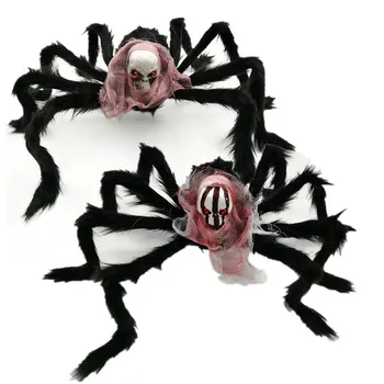 Halloween Pavouk Dekorace Virtuální Realistické, Chlupatý Pavouk,Halloween Venkovní Dekorace s Ghost Hlavě Děsivý Pavouk Rekvizity Dekor