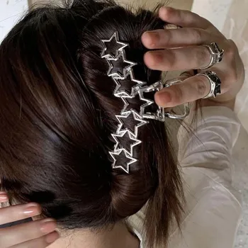 Harajuku Dutá Hvězda Pentagram Láska Srdce Vlasy Drápy Sladké Chladné Kouzlo Trend Vlasy Klip pro Ženy, Estetika Y2k Vlasy Příslušenství
