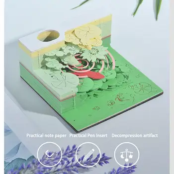 Hodně Štěstí Koi 3D Papír Carving Model Poznámka: Tabulka trojrozměrné Pero Dovolenou S Vánočními Model Držák na Poznámkový blok Dárky, Papír Bo B9U8