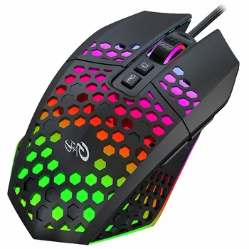 Honeycomb Styl Wired Gaming Mouse Herní Myš a RGB Podsvícením 7 Programovatelných Tlačítek One-Klepněte na tlačítko Desktop Gamer Mouse