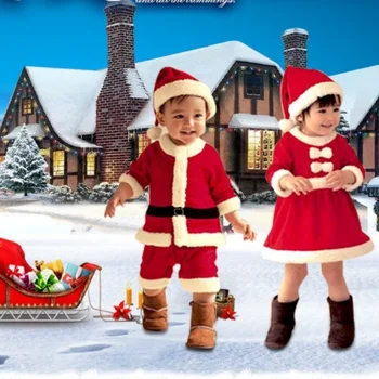 Hot Prodej dětské Vánoční Představení Oblečení, Santa Claus Set, Vhodný Jak pro Chlapce a Dívky,' Vánoční Vystoupení