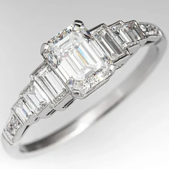 Huitan Módní Čtvercové Zirkony Crystal Prsteny pro Ženy Jednoduchý Design Zásnubní Svatební Kapely Doplňky, Luxusní Šperky