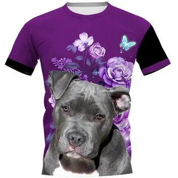 HX Módní Pit Bull Teriér T-košile 3D Květ Zvířata, Pes, Aby se Život Celé T-shirt Harajuku Hip Hop Tees Ženy T Košile
