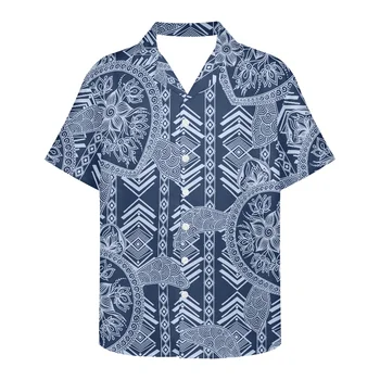 Hycool Trička Pro Muže Hawaiian Flower Polynéské Kmenové Tisku Letní Krátký Rukáv Elegantní Oblečení Košile Pro Muže Doprava Zdarma