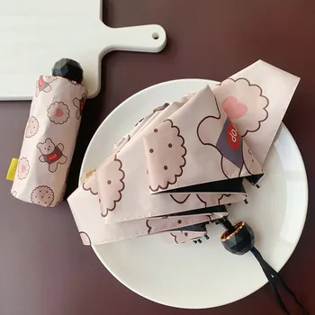 In Roztomilý Kreslený Medvěd Automatický Deštník, Déšť Ženy, Uv Odolný Proti Větru Portable Černý Povlak Dívka Skládací Sluneční Cestovní Deštník