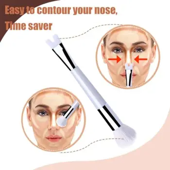 Inovativní Nos, Kontury Štětec Make-up Začátečníky Bílá U-Tvarované Dual-End Nástroj Štětec Plastové Cement 2-v-1 Make-up Štětce