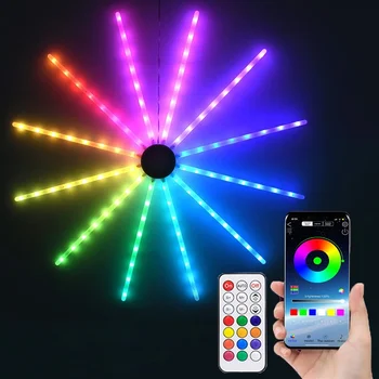 Inteligentní RGB Ohňostroj Světlo App Ovládání RGB LED Starburst Světlo Víla Ohňostroj Věnec Světla Synchronizace Hudby pro Party Dovolenou Dekor