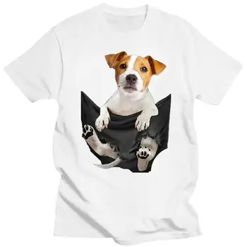 Jack Russell Vnitřní Kapsy T-Shirt Pes LoversT-Shirt Černá Velikost S-3XL Pánské Dámské Unisex Módní Tričko