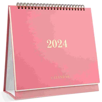 Jan 2024-Jun Stolní Kalendáře, Poznámkové Bloky Plánovač Měsíční Kalendář Tlustý Papír, Stolní Kalendář (Růžová)