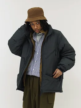 Japonské funkční větruodolný a vodotěsný multi pocket stojící krku dolů bunda pro muže Japonský Streetwear harajuku