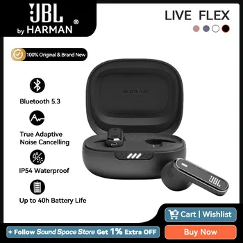 JBL Žít FLEX Oficiální Bluetooth 5.3 Sluchátka ANC Pravda, Adaptivní potlačení Šumu Duální Připojení Bezdrátových Sluchátek, IP54 Vodotěsné