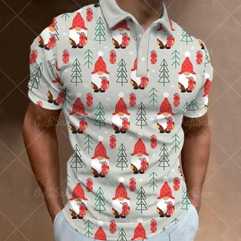 Jednoduché Polo Trička Pro Muže 3d Vánoční Tisknout Vysoce Kvalitní Pánské Oblečení Volné Nadrozměrné Košile Street Designer Krátké Rukávy