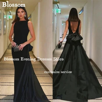 Jednoduchý Styl s hlubokým Výstřihem Černé Večerní Šaty Na Ples Bown Dlouhý Ocas Party Šaty Elegantní Formální Šaty vestidos mujer de gala