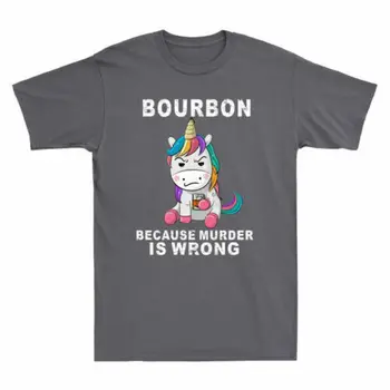 Jednorožec Pít Bourbon, Protože Vražda Je Špatná Legrační Vintage Pánské T-Shirt Bavlna