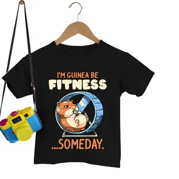 Jsem Guinea Být Fitness Jednou Print T Shirt Děti Dívka Roztomilé morče T-shirt Módní Krátký Rukáv Tričko Kreslený Anime Chlapec Tees