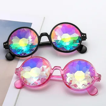 Kaleidoskop Brýle Ženy Retro Rave Festival Kulaté sluneční Brýle Muži Nehtů Holografické Mozaika Prism brýle Cosplay Party