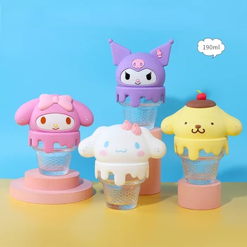 Kawaii Originální Miniso Sanrio Mymelody Kuromi zmrzlinový Pohár Cinnamoroll Ozdoby Skleněné Krabici Pohár Anime Plyšová Hračka Dárek pro Dívky